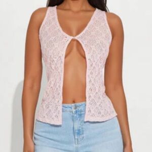 Pink Lace Sleeveless Top